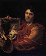 Adriaen van der werff Self-Portrait with a Portrait of his Wife,Margaretha van Rees,and their Daughter,Maria oil